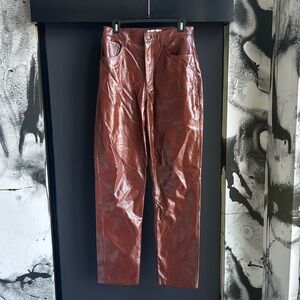 Abercrombie 90’s Straight Ultra High Rise Vegan Leather Brown - 30/10 Long